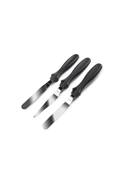 iBiLi Set de 3 mini spatule Ibili-Ecoprof, oțel inoxidabil, 10 cm, negre