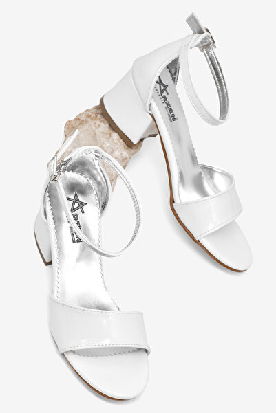 Tonny Black Piele lacuită albă pentru fete Copii pantofi cu toc