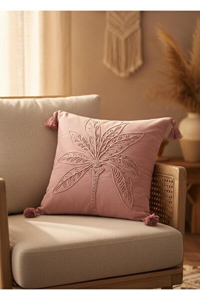 The Mia Püsküllü Kırlent Gül Kurusu 45x45cm