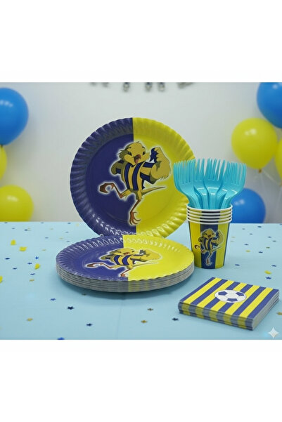 Umamiçe Yellow Navy Blue Party Set – 25-Piece Blue Cutlery + 8-Piece Napkin +...