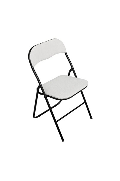 Lumi LUXURY Folding Metal Chair Black White 44x47x80cm
