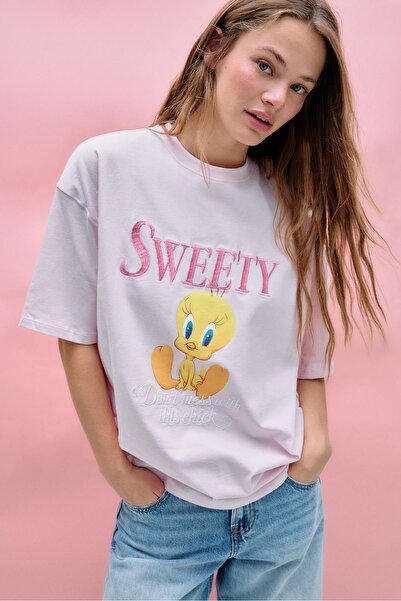 Stradivarius Sweety kısa kollu bisiklet yaka t-shirt