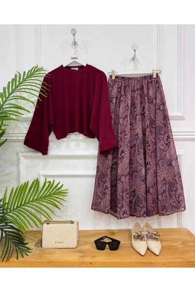 onix Chiffon Skirt - Sandy Blouse, Two-Piece Hijab Set, Standard Size 36/44, ...