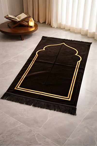 PIRISA 1 Piece of Sade Az Patterned Velvet Prayer Rug, Woven Dodya Yarn, Non-...