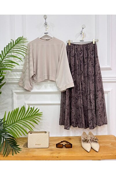 onix Chiffon Skirt - Sandy Blouse, Hijab Double Set, Standard Size 36/44, Mat...