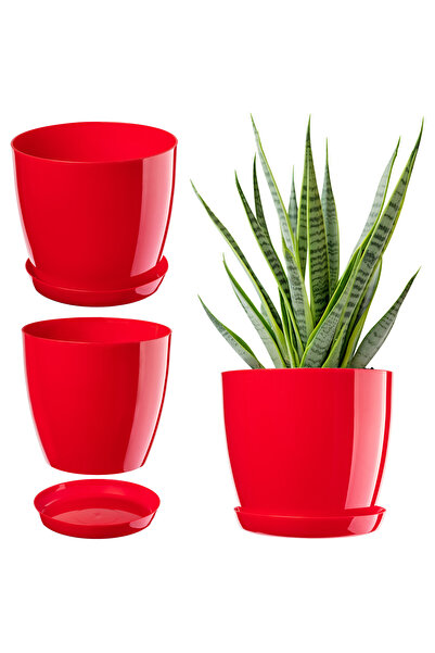 KADAX Ghiveci cu farfurie, capac din plastic, 20 cm, flori roșii