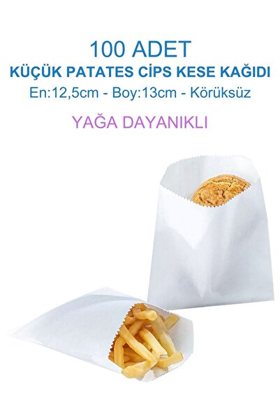 Azazgelsin 100 Adet Küçük Cips Boy Patates Cips Kese Kağıdı-yağlı Kağıt-(EN:1...