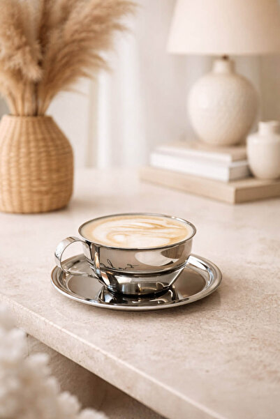 Anadolu Saray Stainless Chrome Steel Coffee Cup Set Espresso Coffee Cup Set C...