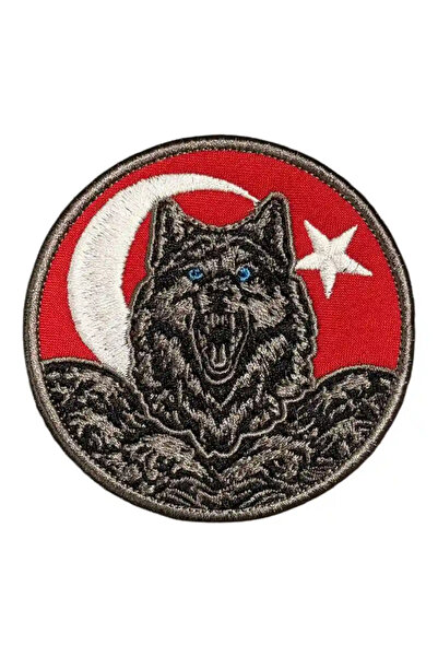 Ex Patch Ay Yıldızlı Bozkurt Nakış Patch Peç - 8 cm