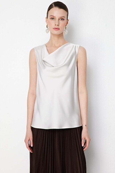 Ekol Degaje Yaka Kolsuz Bluz