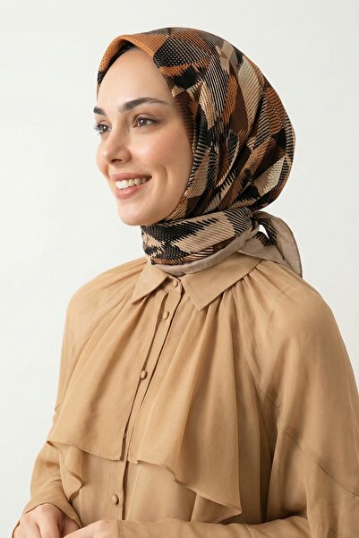 InStyle Смугастий геометричний візерунок, коричневий м'який бавовняний шарф