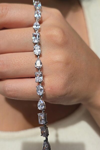 MorMajor Silver İTHAL MOZANİT DAMLA DİKDÖRTGEN GÜMÜŞ BİLEKLİK