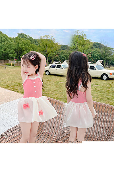 PriStyle Детски бански, тип рокля, стил принцеса с волани, за момичета 2–5 го...