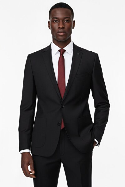 PR PACO ROMANO ART OF FASHİON Men's Slim Fit Mono Collar Puntolu Black Bag Po...