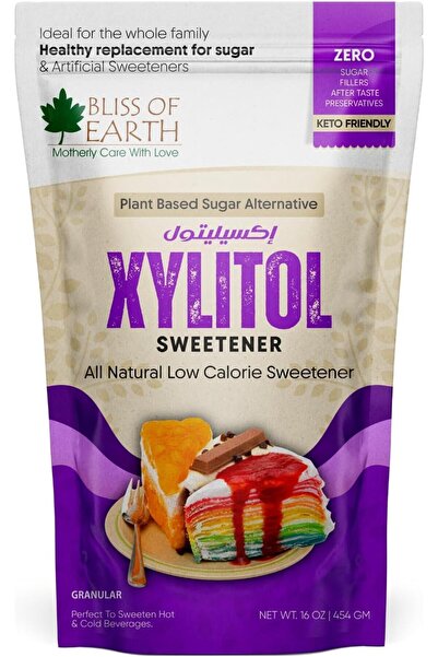 bliss of earth مُحلي إكسيليتول 1 رطل - بديل سكر طبيعي 100%، مناسب لحمية الكيت...