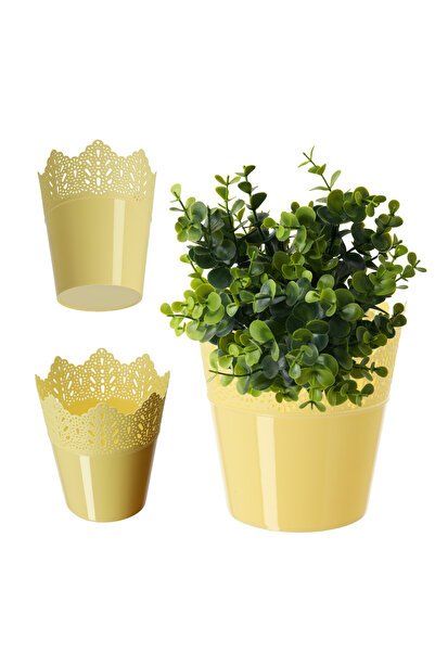 KADAX Ghiveci de flori, Ghiveci de flori, Capac, Înalt, Plastic, 16,5 cm, Galben