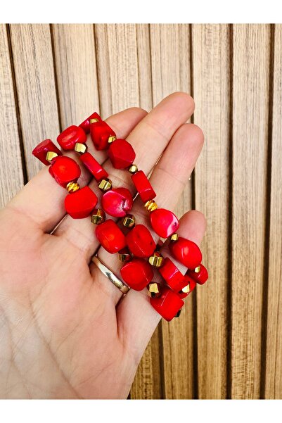 ARTSS JEWEL Handcrafted Natural Stone Coral Hematite Combination Bracelet