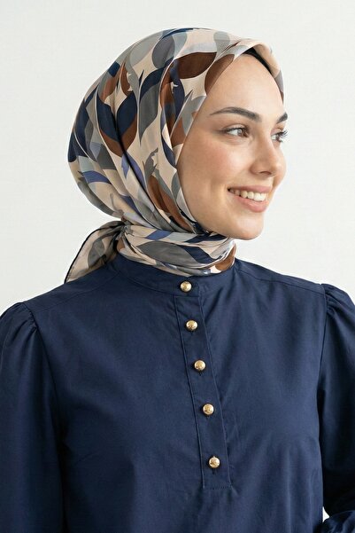 InStyle Шарф з абстрактним візерунком, кремовий, м'який бавовняний