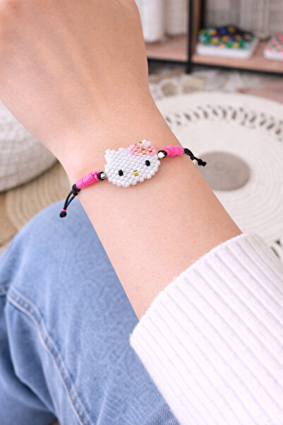 ALYA Miyuki Hello Kitty El Yapımı Bileklik – Pembe Detaylı Ayarlanabilir İp B...