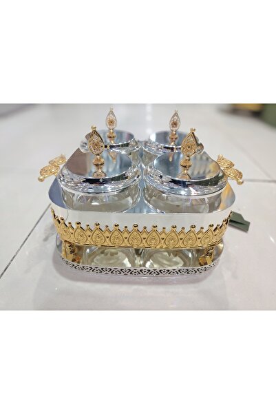 Generic Luxury Gold & Silver Plated Fruit & Snack Tray – Multi-Compartment De...