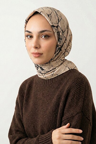 InStyle Смугастий абстрактний візерунок, бежевий м'який бавовняний шарф