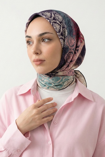 InStyle Шарф з бавовни кремового кольору з різноманітним візерунком