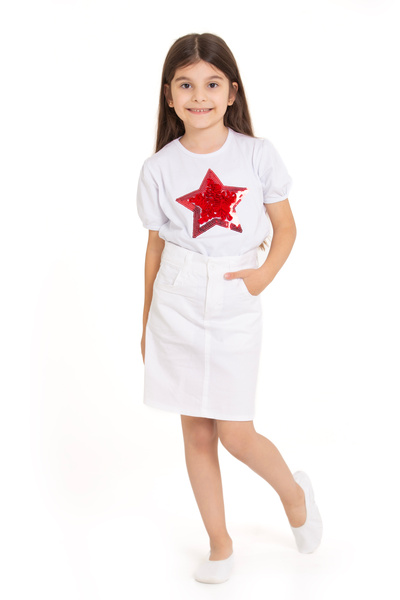 ares kids 23 April 29 October Show Outfit Girls' Denim Pencil Skirt