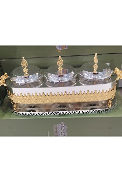 Generic Luxury Gold & Silver Plated Fruit & Snack Tray – Multi-Compartment De...