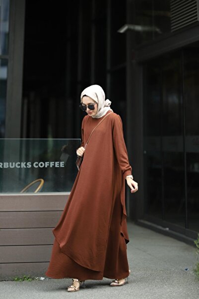 NS Moda Tesettür Ayrobin Herra Dress Brown-Model 573