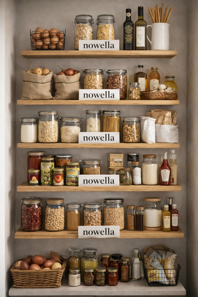 Nowella Home Doğal Masif Ahşap Uçan Raf 6’lı Set 60x10 cm – 18 mm Kalınlık Gi...