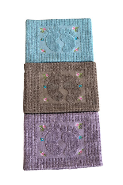 Modella Life Miosse Set of Cotton Embroidered Foot Towels - 50X70 cm Non-Slip...
