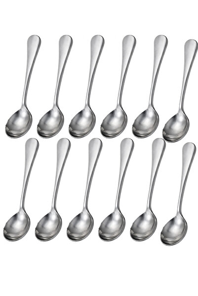 Generic Medium stainless steel soup spoons - 12 pieces