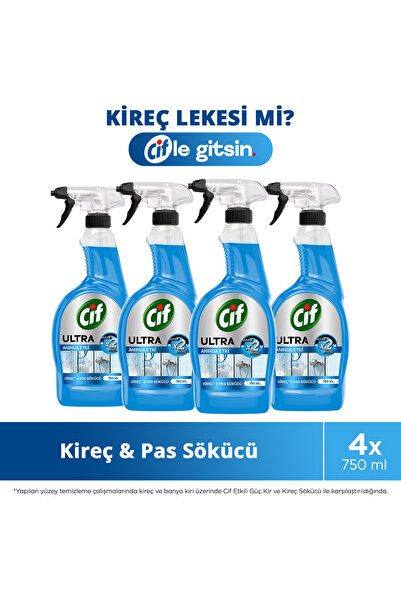 Cif Ultra Sprey Kireç ve Pas Sökücü 750 ml x4