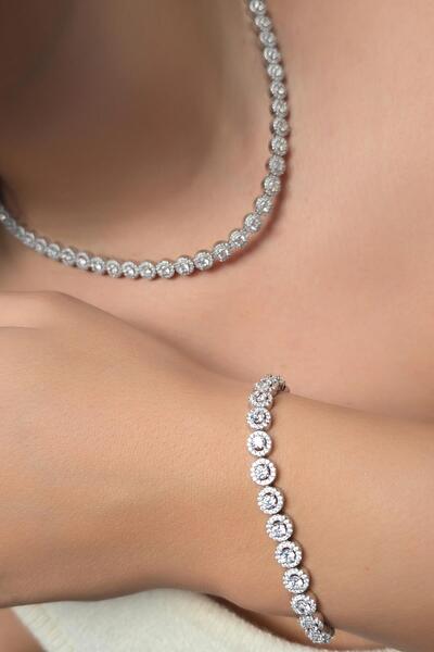 MorMajor Silver İTHAL MOZANİT YUVARLAK ÇİÇEKLİ GÜMÜŞ BİLEKLİK