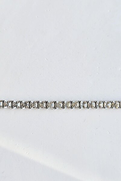 MorMajor Silver MOZANİT KARE 3MM SU YOLU GÜMÜŞ BİLEKLİK