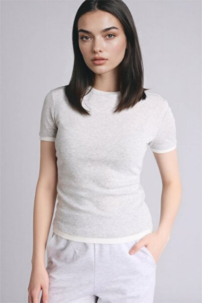 DeFacto Ženske T-shirt F3504AX/GR93 SIVA MJEŠAVINA