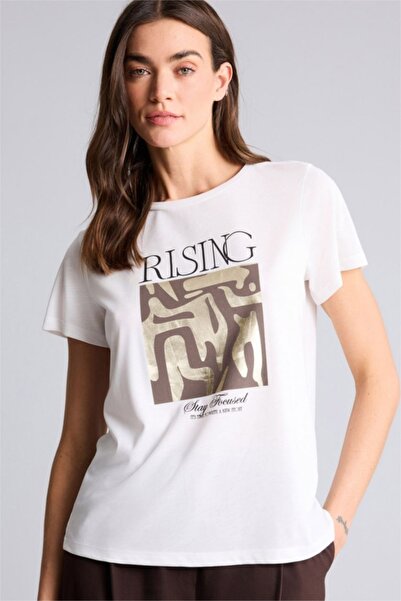 DeFacto Γυναικείο T-shirt H1395AX/ER105 ECRU