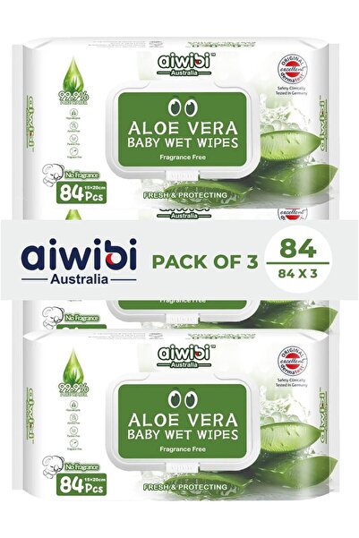 Aiwibi 100% Skin-friendly Baby Wet Wipes 84 Sheets- Pack of 3 (252 Pcs)