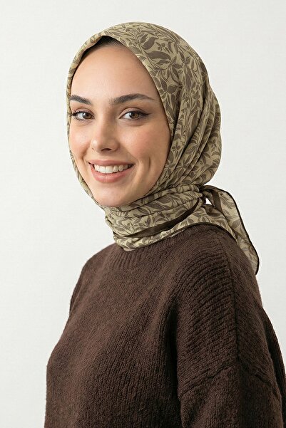 InStyle Бежевий шарф з квітковим візерунком з м'якої бавовни