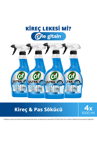 Cif Ultra Sprey Kireç ve Pas Sökücü 1000 ml x4