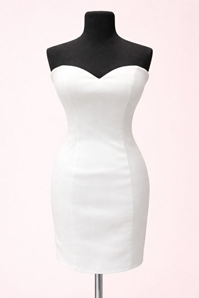 MODA Women's Ecru Satin Corset Mini Dress