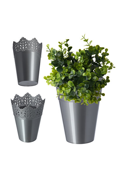 KADAX Ghiveci de flori, Ghiveci de flori, Capac, Înalt, Plastic, 12 cm, Argintiu