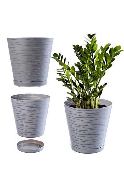 KADAX Ghiveci de flori 25 cm, capac din plastic pentru ghiveci cu suport, gri