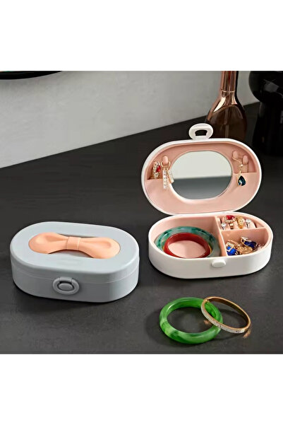 bakgelal Taşınabilir Takı Kutusu Aynalı 4 Bölmeli Seyahat Boy Mini Organizer ...