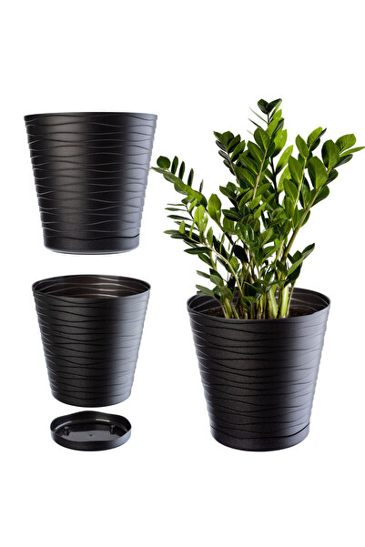 KADAX Ghiveci de flori 15 cm, capac din plastic cu suport, negru