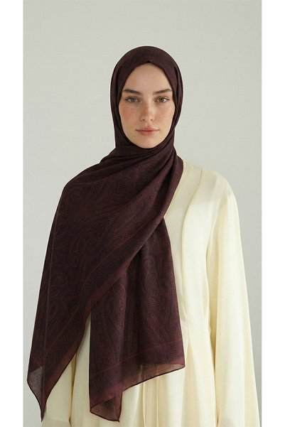 Karaca Elegant Patterned Vual İ Silk Al - Bordo
