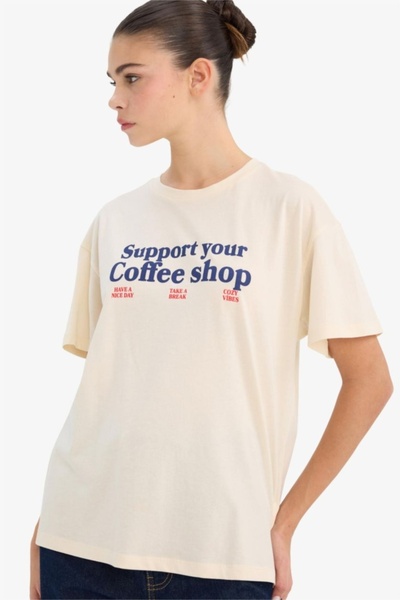 DeFacto Ženska T-shirt G2437AX/ER103 ECRU