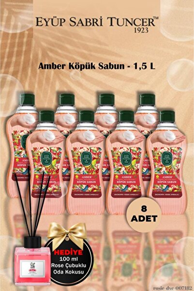 Eyüp Sabri Tuncer 8 Pieces of Amber Foam Soap 1.5 L Rose Fragrance Gift