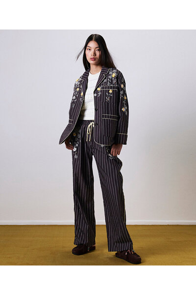 Twist ÇİZGİ DESEN NAKIŞLI PANTOLON