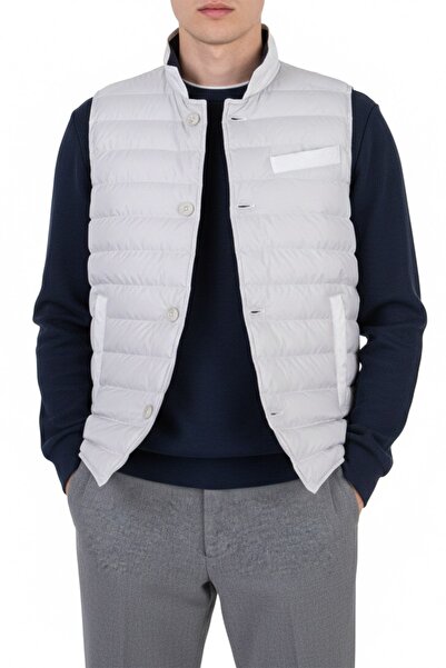 PR PACO ROMANO ART OF FASHİON Men's Off-White Quilted Puffer Vest